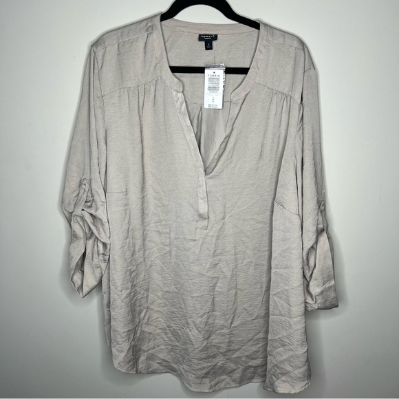 NWT Torrid Harper Satin Pullover 3/4 Sleeve Blouse neutral beige size 4XL. - Picture 7 of 14